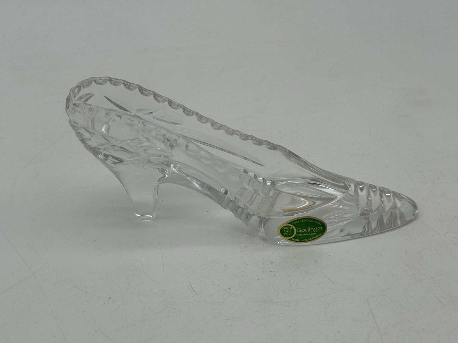 VTG Godinger Cinderella High Heel Glass Slipper Figurine Cut Crystal 7” Germany