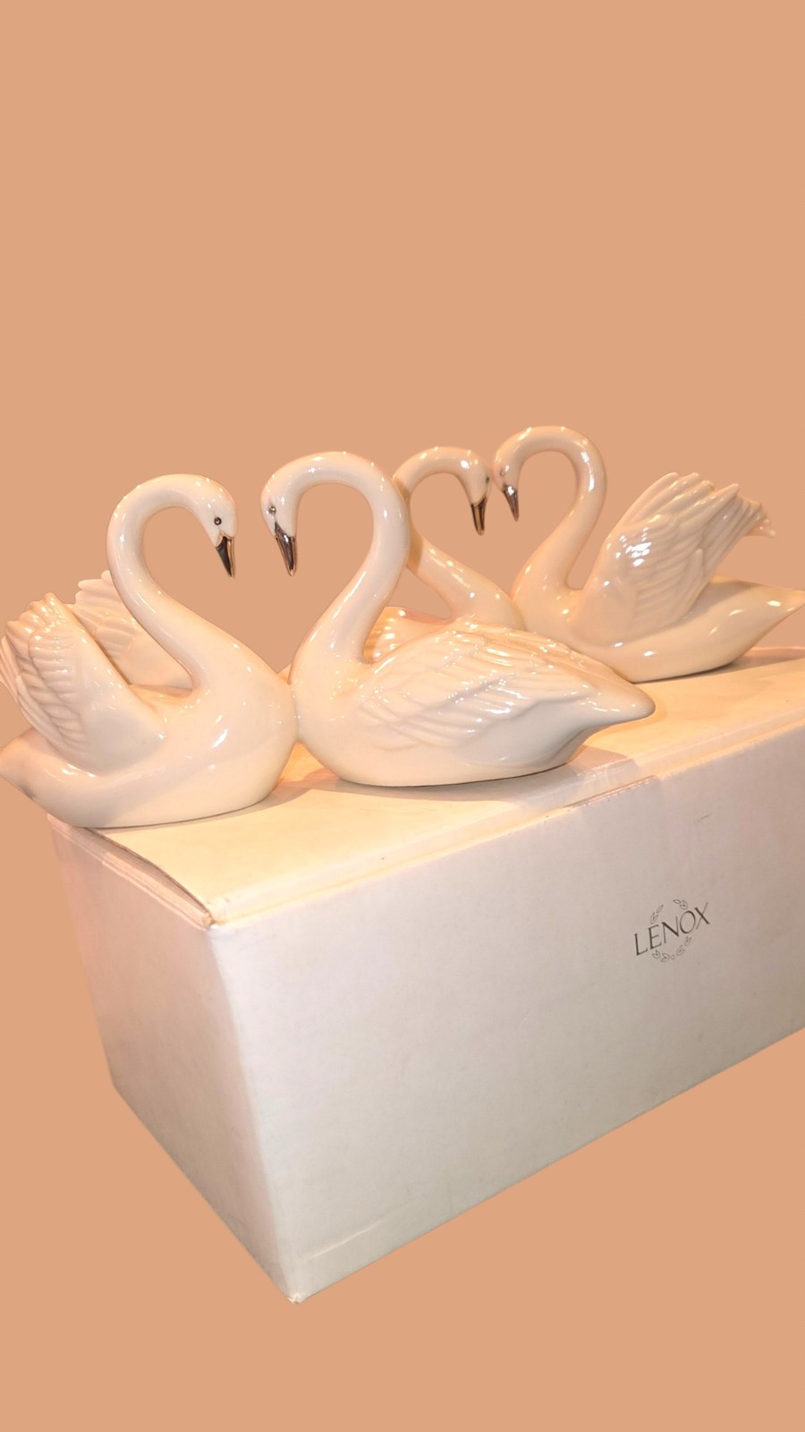 Lenox Forever Yours Swans White Porcelain & Silver Wedding Promises Cake Topper