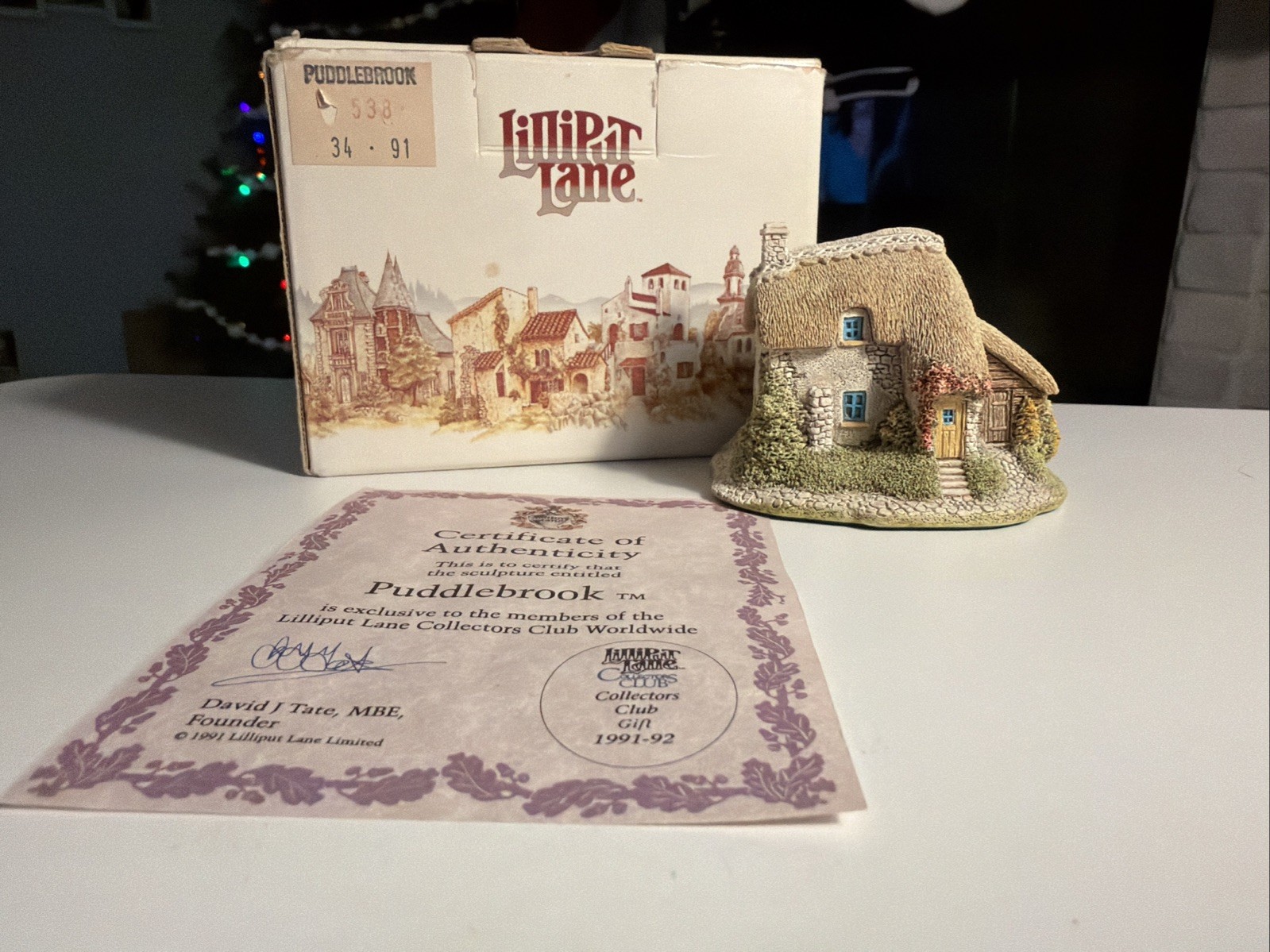 Lilliput Lane PUDDLEBROOK Cottage Figurine COLLECTORS CLUB 1991 W/COA, Box