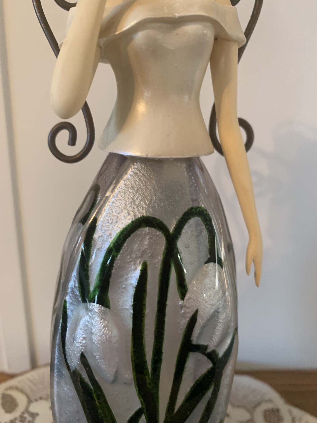 Hallmark January Birth Month Angel Figurine Flower Floral Skirt 11 Inches Tall