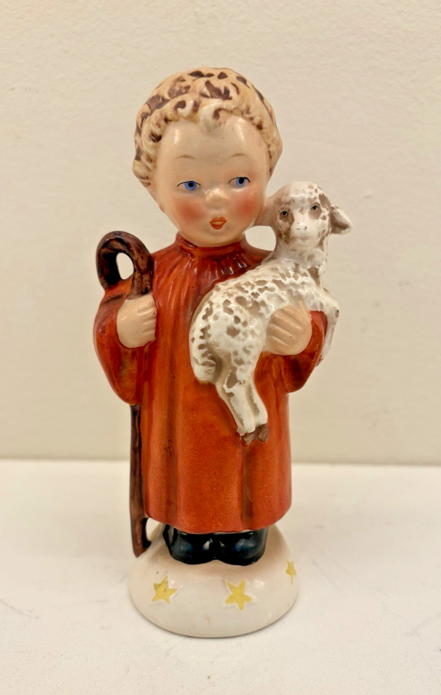 Rare Vintage Hummel Shepherd Boy Red Robe Holding Lamb Staff TM “Full Bee”