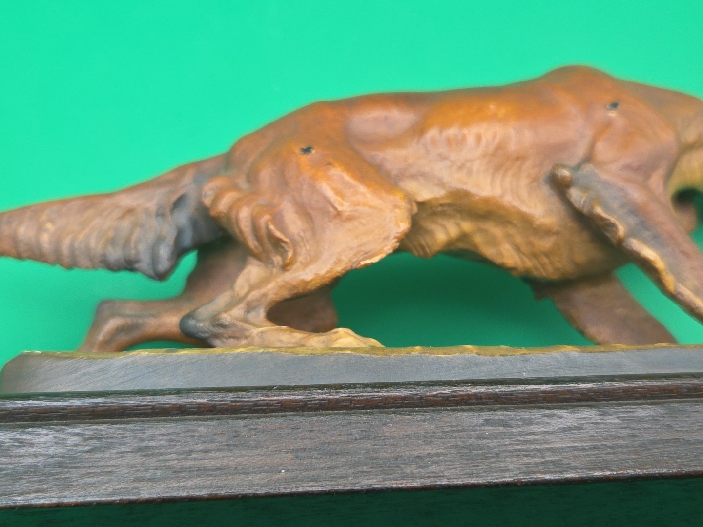 Vtg Helmut Diller Signed Anri Italy Dog Carved Wood Figure RARE Repaired SEE