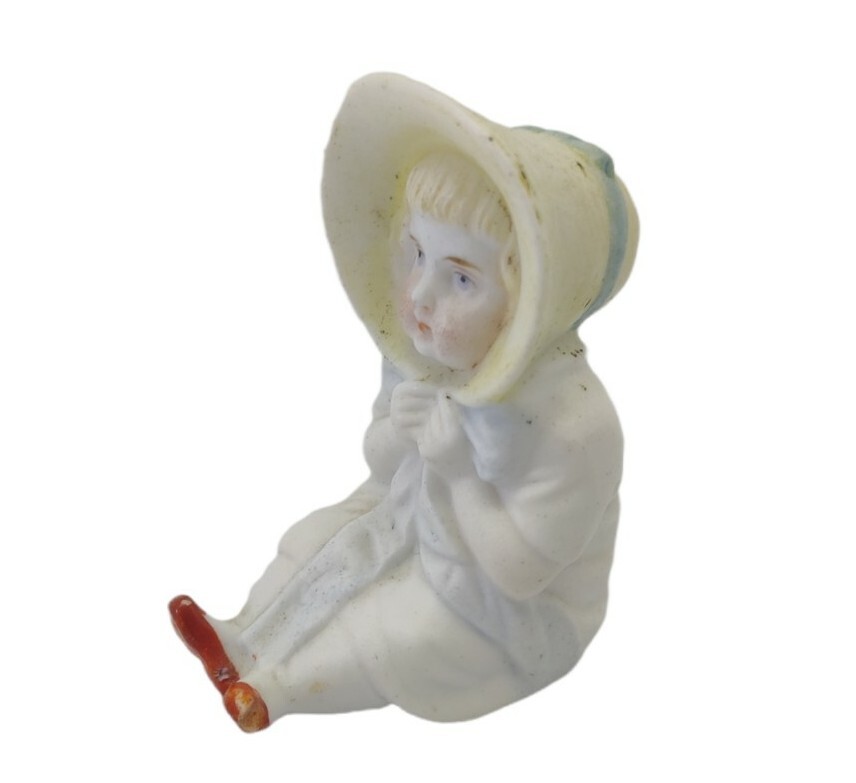 Small All Bisque Piano Baby Doll Miniature Figurine