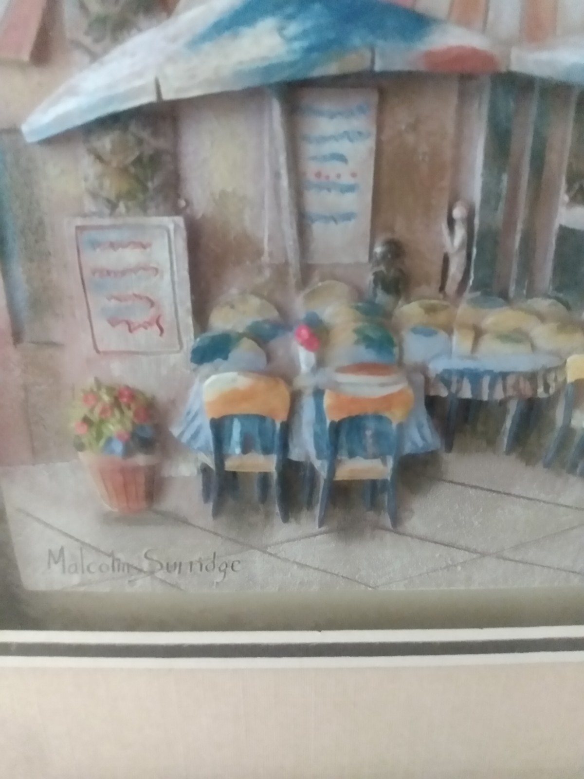 Malcolm Surridge UK Artist Bar La Palma Diorama Ceramic Shadow Box 3-D Wall Art
