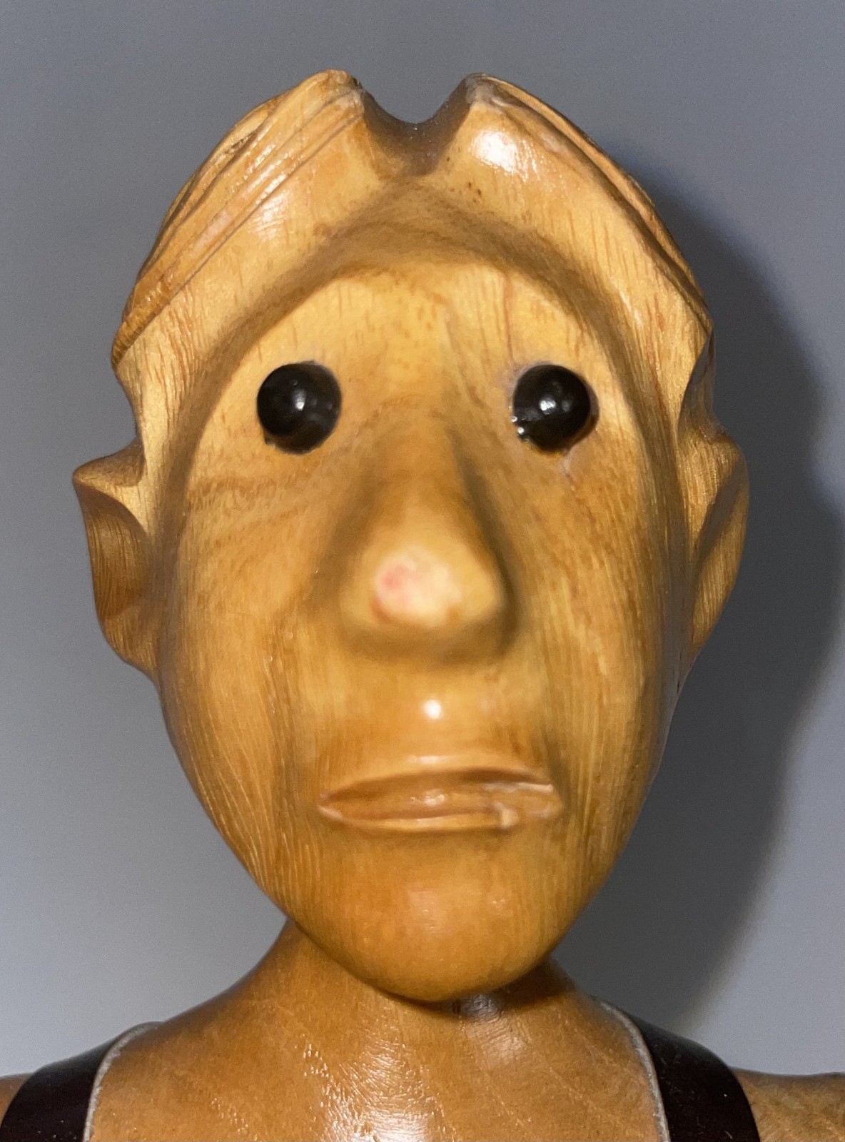 Hand Crafted Wooden Tax Payer Figure Italy 12 3/4 Inches High