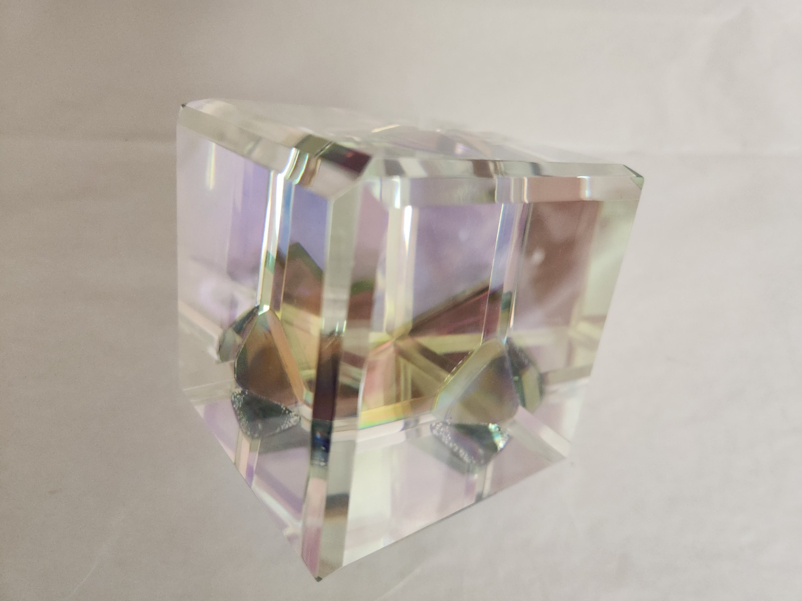 Dichroic Iridescent Crystal Glass Optical Cube