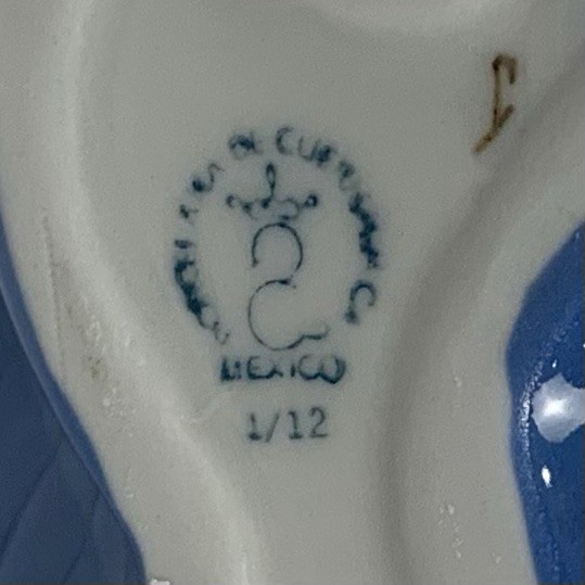 Vintage Porcelana De Cuernavaca Mexico Sitting Thinking Sad Clown Figurine Blue