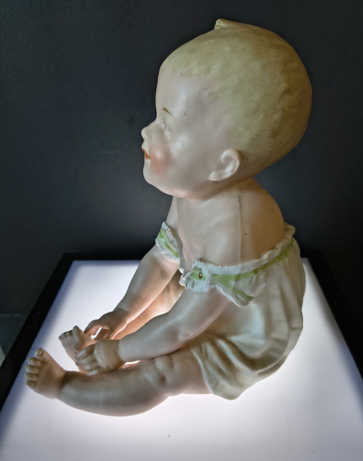 Victorian Heibach Bros. Bisque Porcelain German 8″ Tall Piano Baby C1890’s