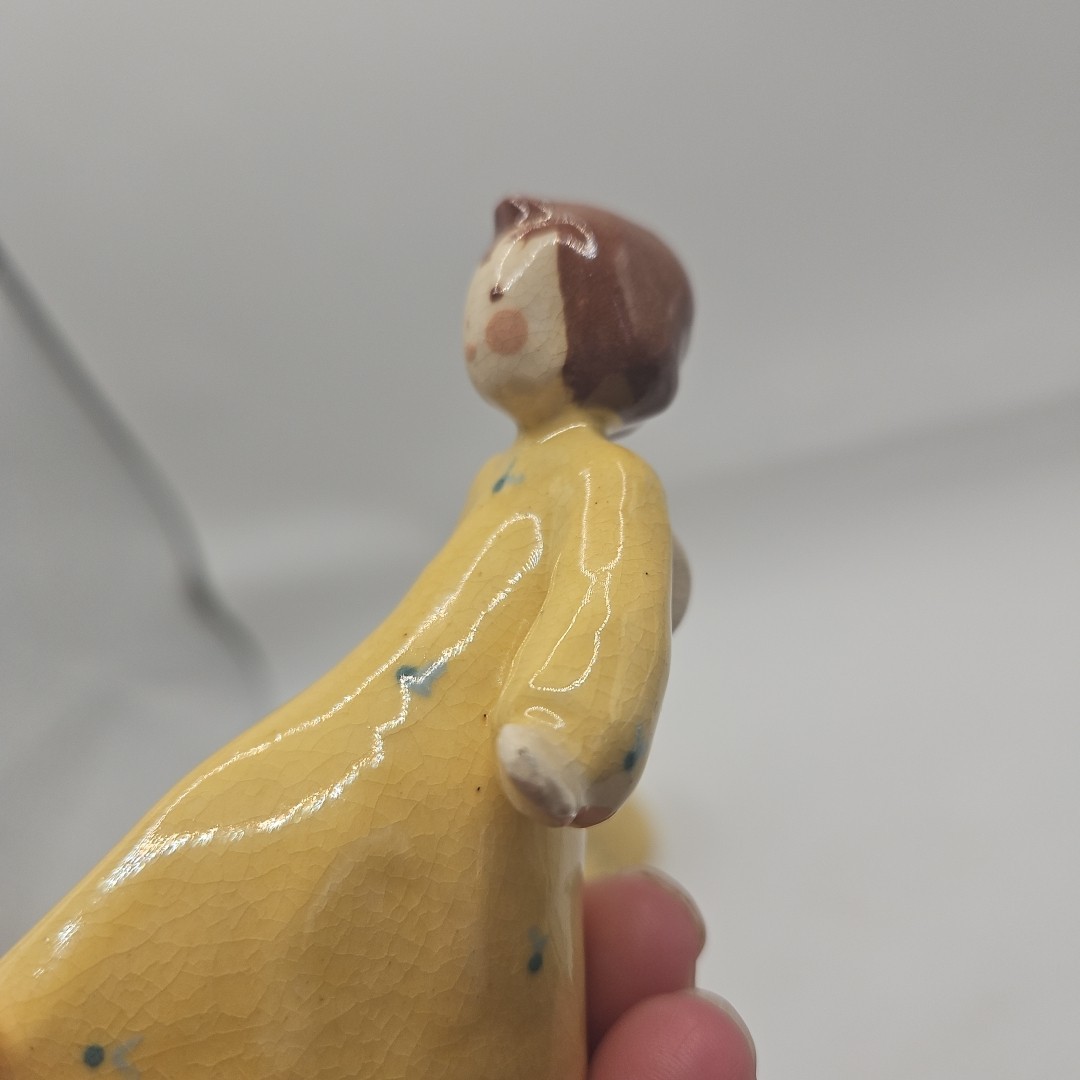 Two Vintage Yellow Angel Figures 3.5 Inches Tall