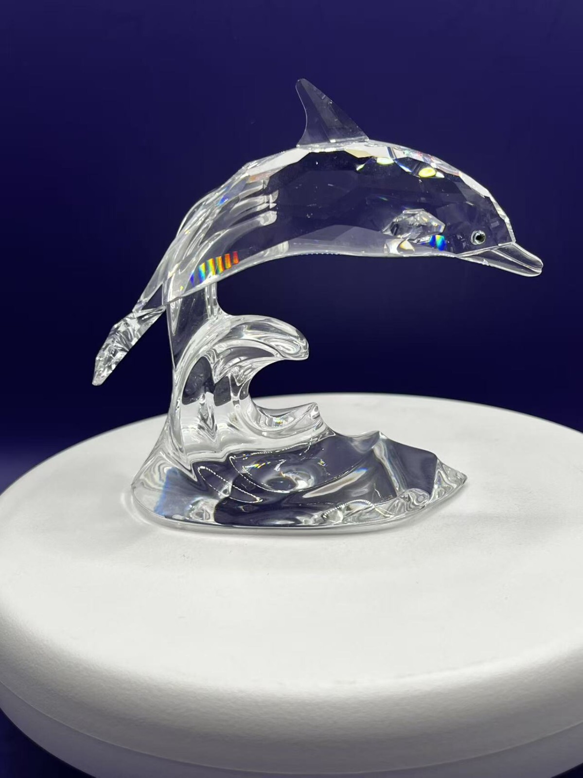 Swarovski Crystal Figurine Dolphin On Wave #190365 w/box Retired 3.7in Tall
