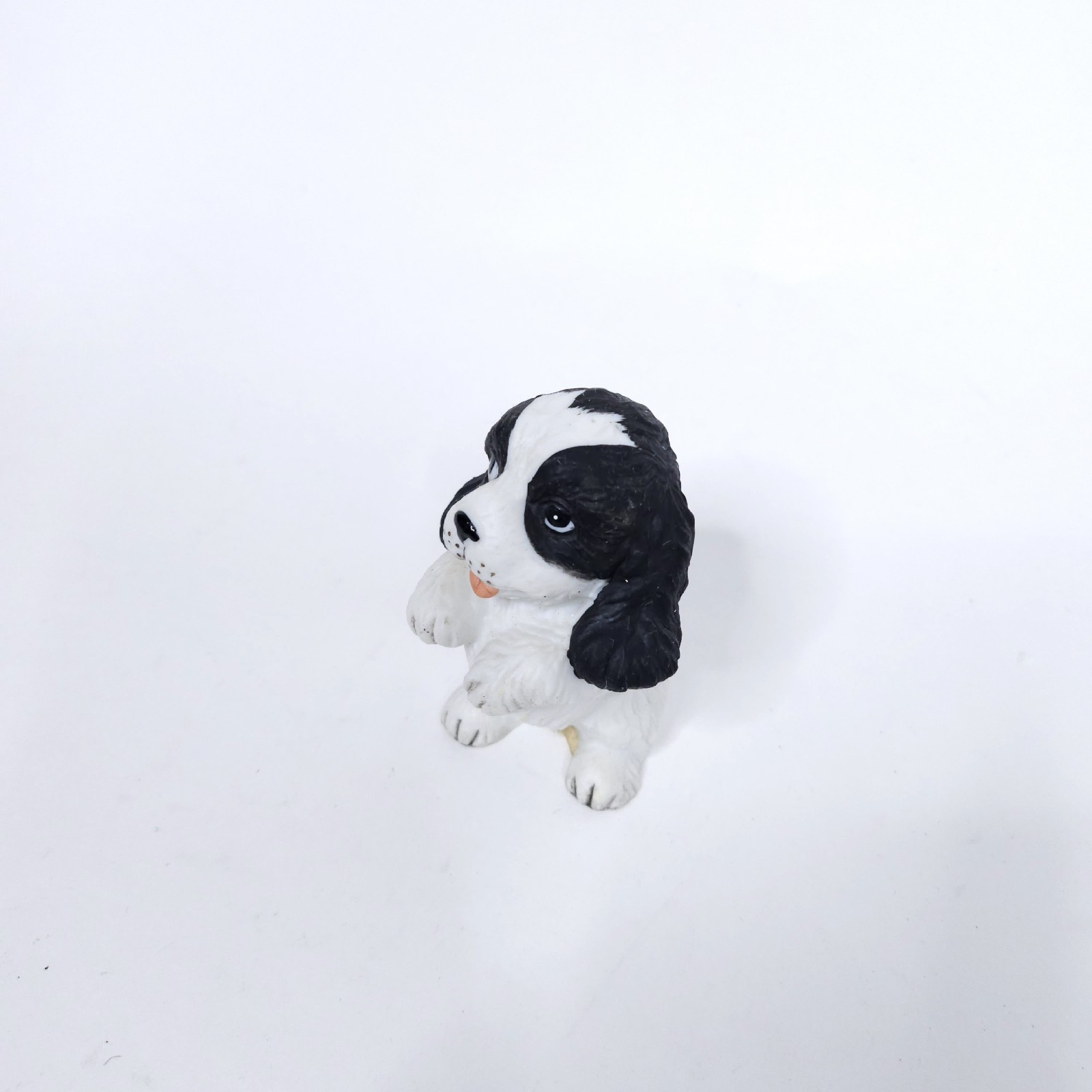 Vintage Homco Dog Figurine Black White Spaniel Puppy