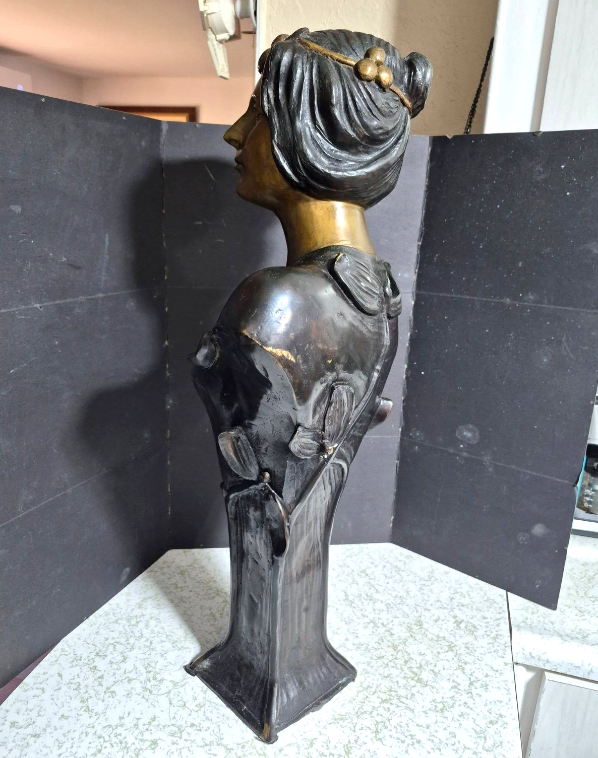 Antique Art-Nouveau Huge Bronze Bust, 30″ high.