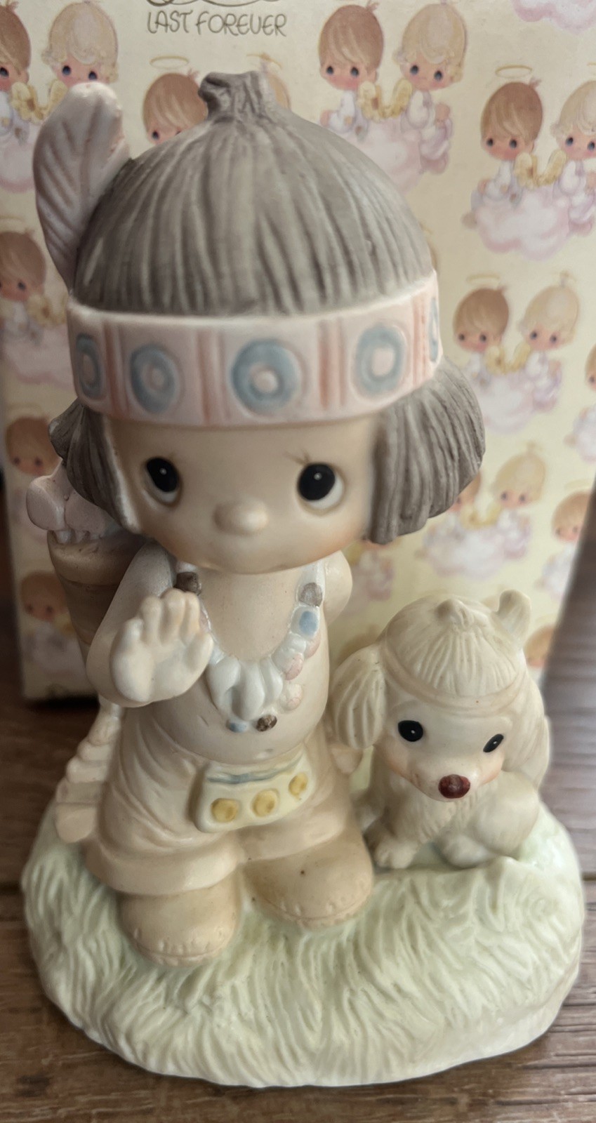 O, How I Love Jesus Precious Moments E-1380/B Indian Boy 1977 Org 21 Figurine