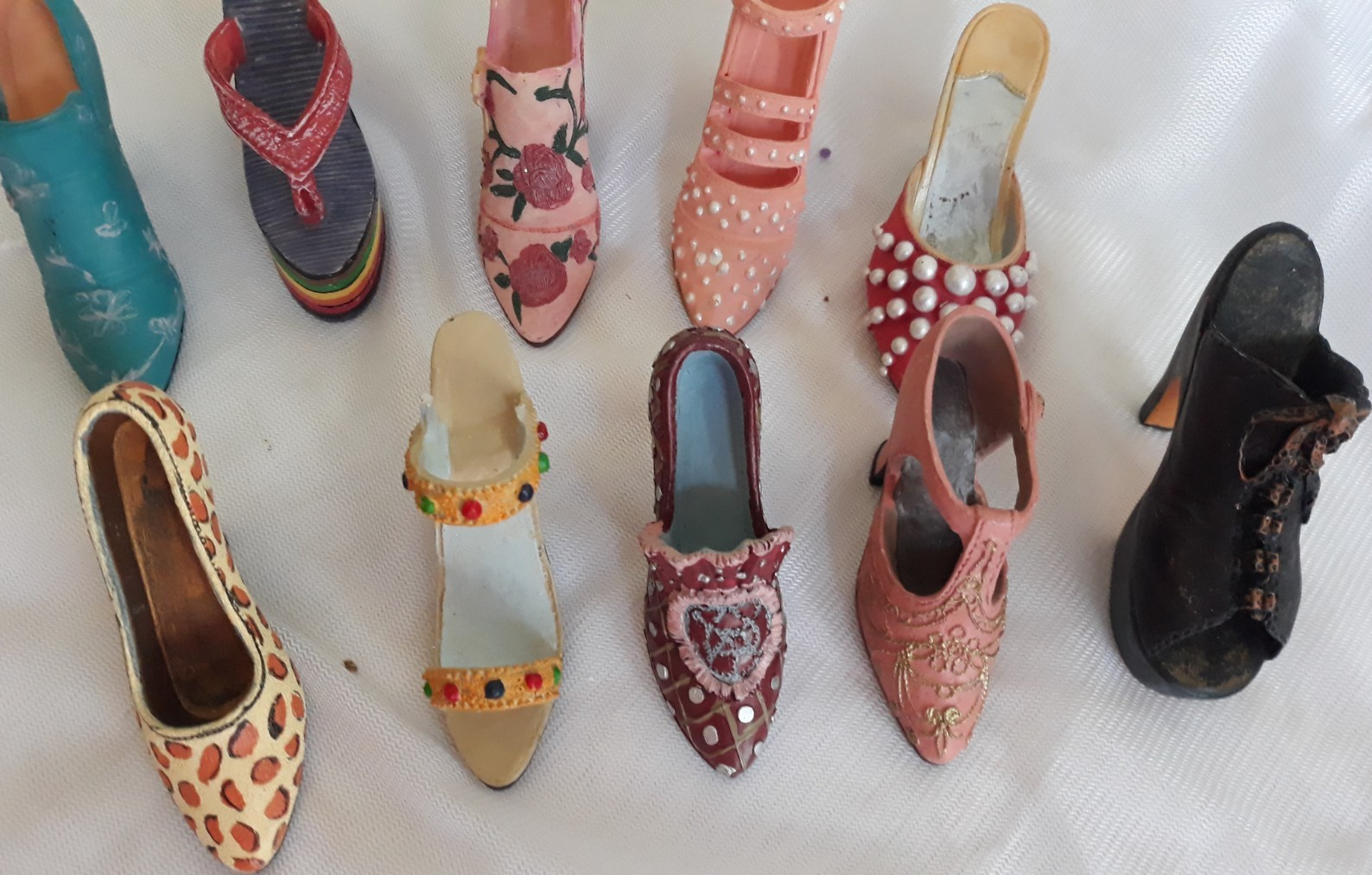 Miniature Decorative Shoe Collection Lot of 10 Various Styles Colors Resin Fun!