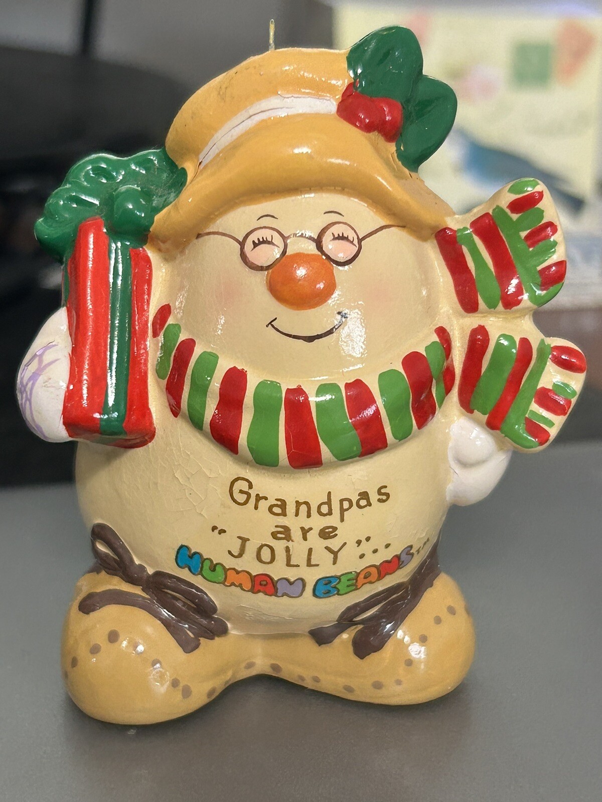 HUMAN BEANS “Grandpas are Jolly”Christmas Ornament Ceramic Figurine Enesco