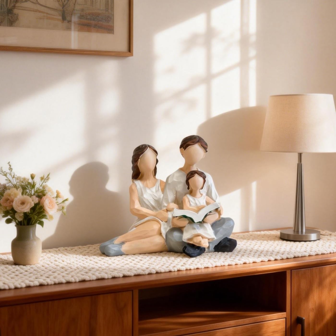 Family of 3 Figurines Gift, Parents and Kid Statue,Hand-Painted Resin Family …