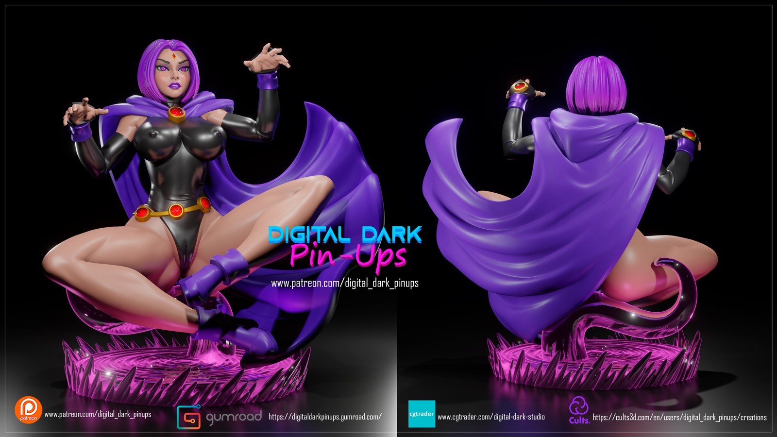 Digital Dark Pin-Ups NSFW Raven Resin Figure 4-24 cm Unassembled Kit