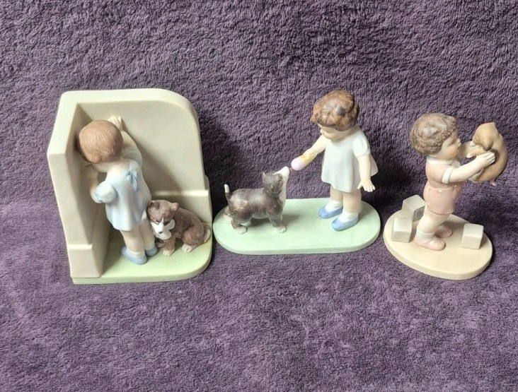 Set Of 3 Vtg Bessie Pease Gutmann Figurines, In Disgrace, The Reward, And Mine