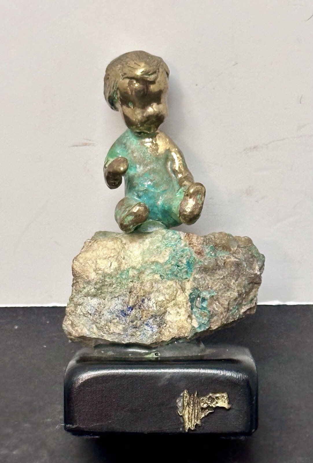 Vtg Malcolm Moran Bronze Pantina Sculpture Signed 1970s Modernist Art
