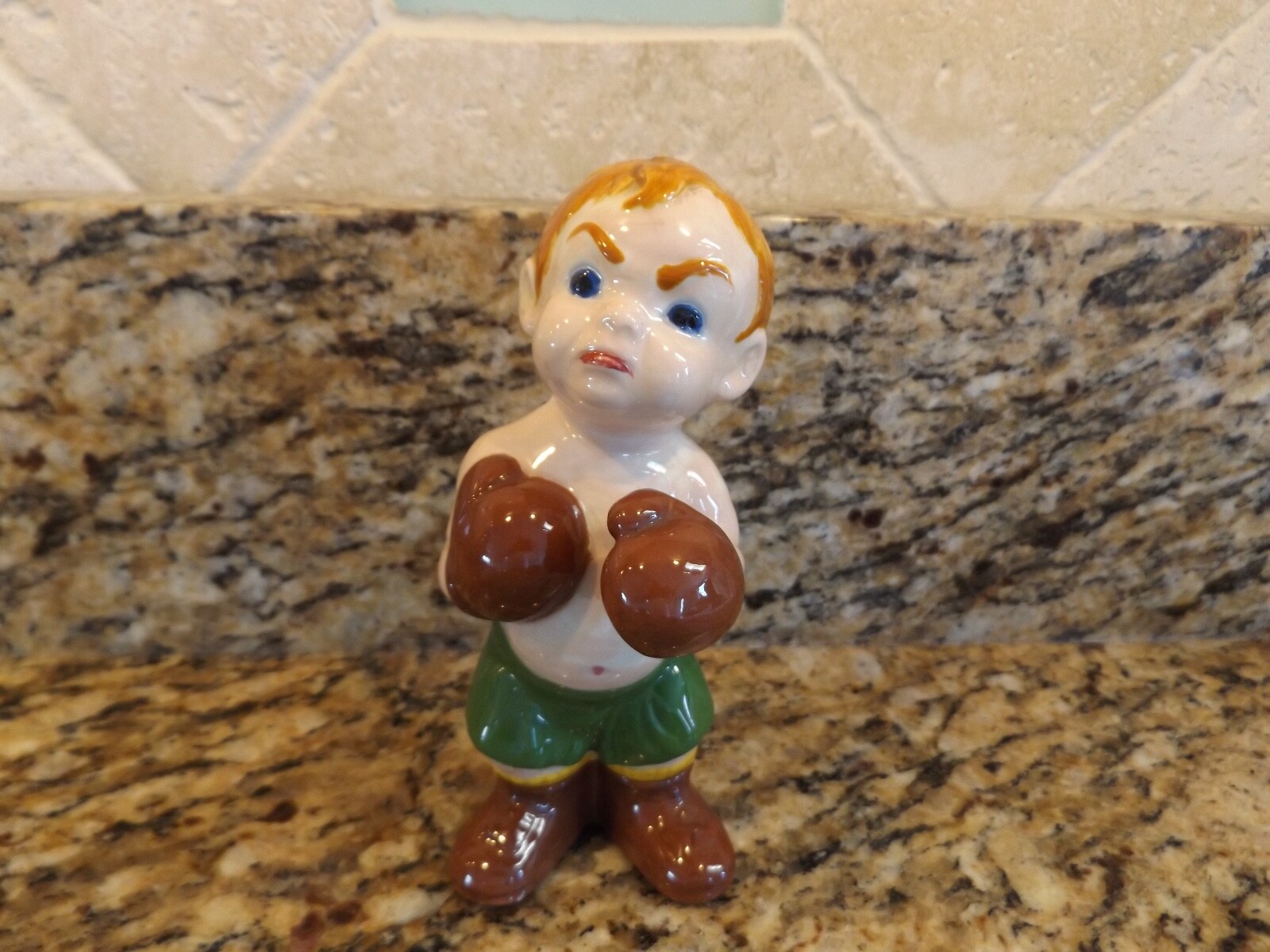 VINTAGE ADORABLE LITTLE BOY TOUGH GUY WITH BOXING GLOVES FIGURE