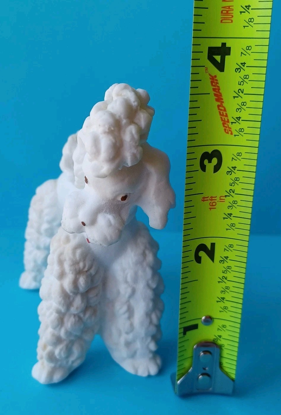 (2) VTG CHALKWARE WEATHER BAROMETER FIGURINES KITTEN W/YARN & POODLE UNMARKED