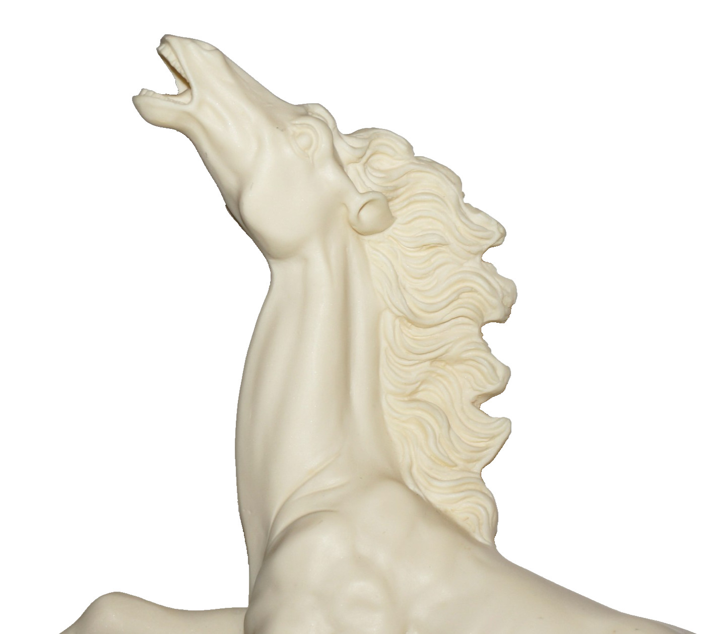 90’s Vintage A. GIANNETTI Ivory Smooth Carved Resin Horse Sculpture 11×10″