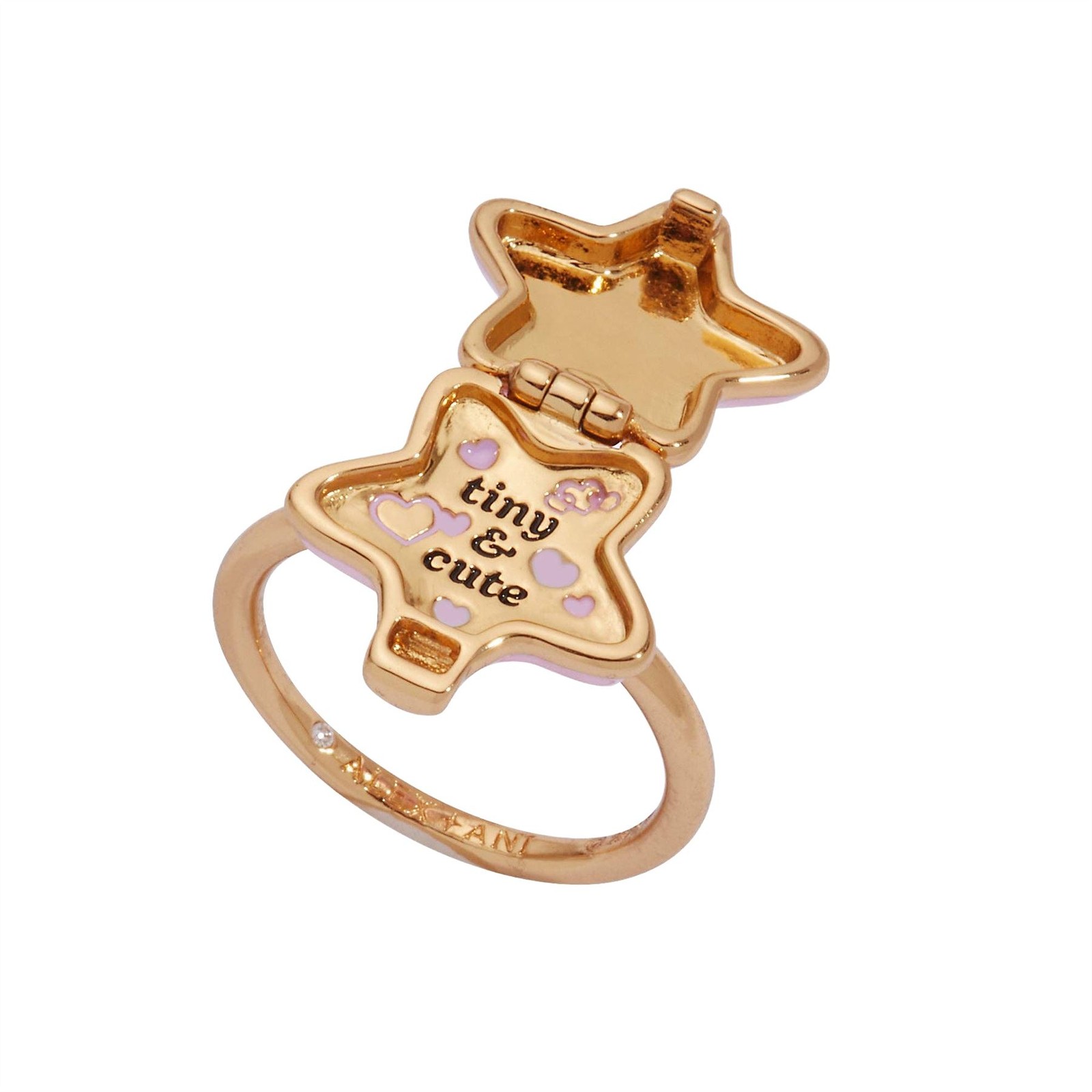Alex and Ani Polly Pocket™ Locket Ring Gold Pink Star AL250641FS7SG