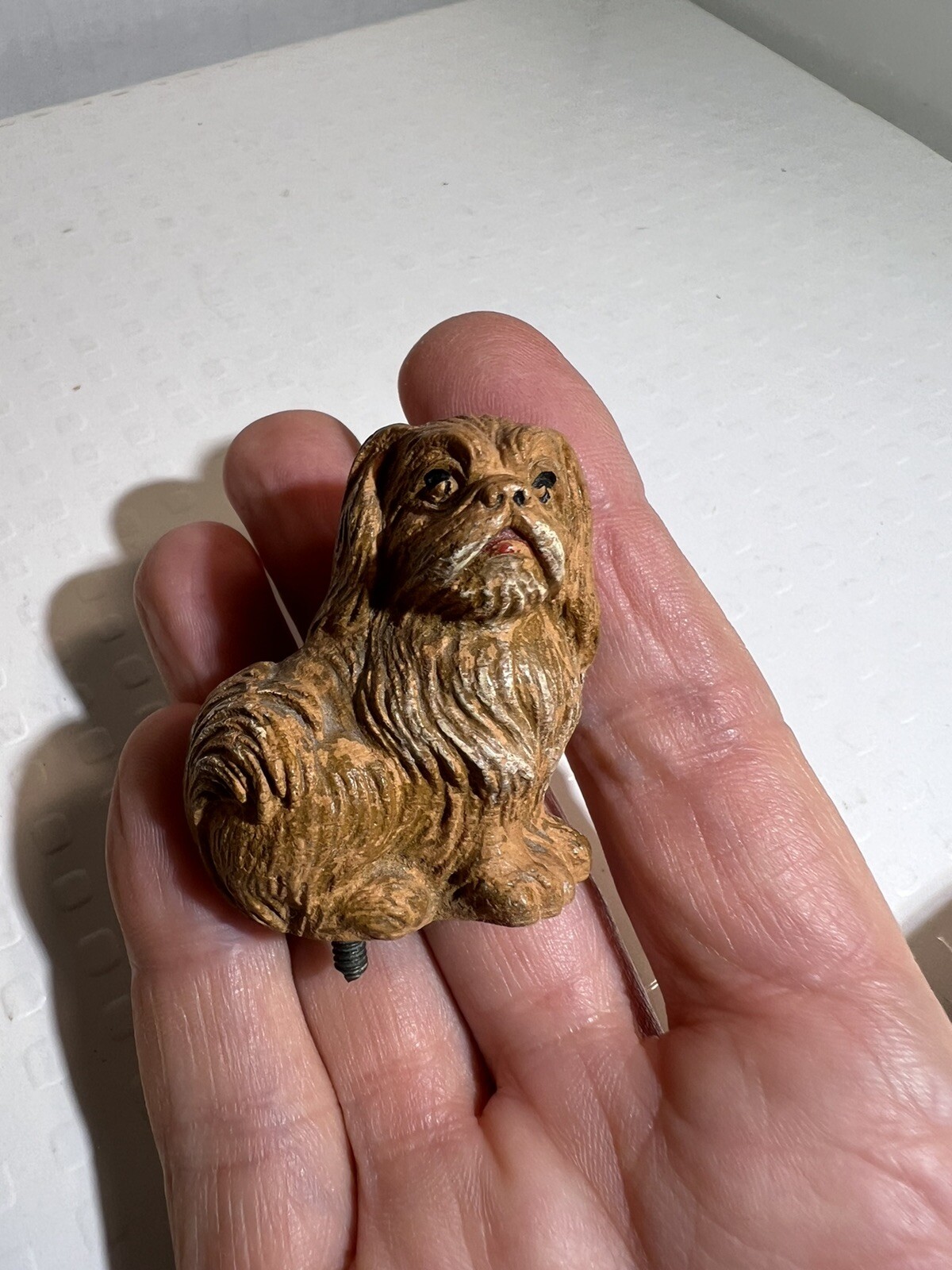 Vintage Celluloid Or Resin PEKINGESE Puppy Dog Miniature Figurine 2” Tall