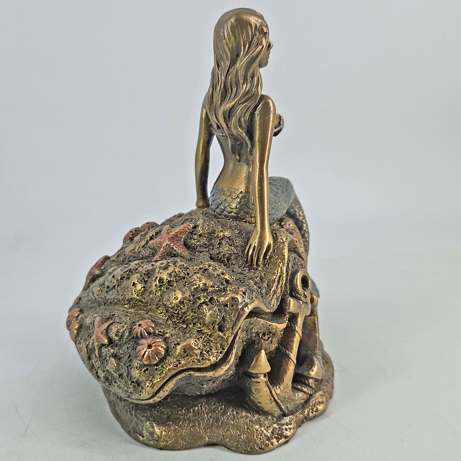 Summit Collection Art Nouveau bronze color Mermaid on shell figurine