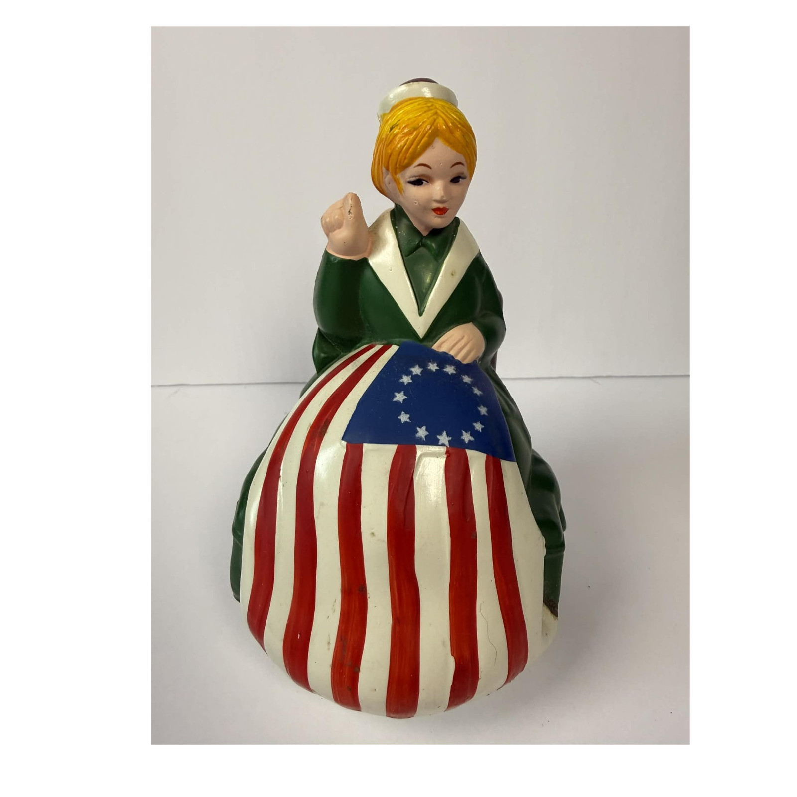 Vintage Betsy Ross Sewing American Flag, Plastic Figurine Patriotic Collectable