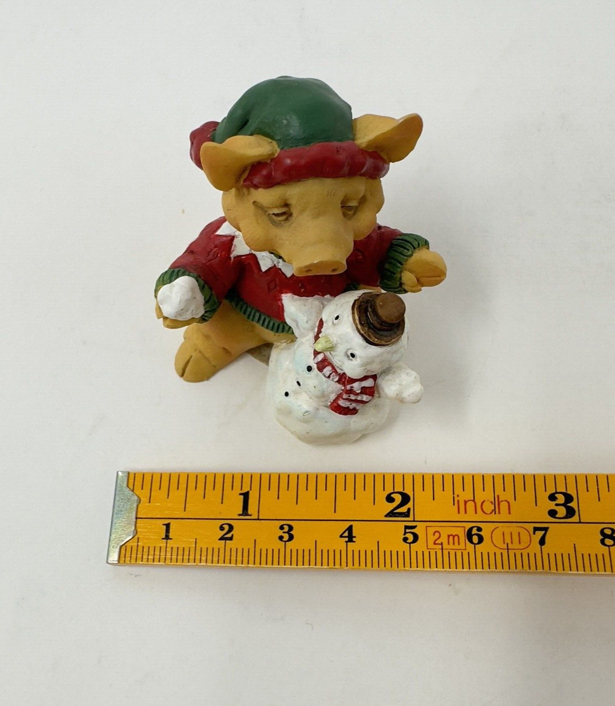 Vintage Ganz Pigsville LET IT SNOW Pig Figurine Piglet MX1373 Winter 1993