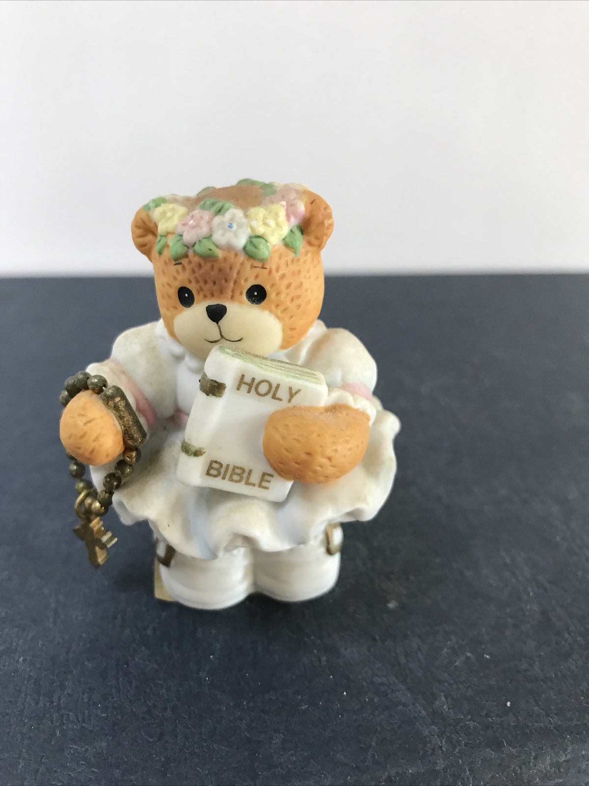 Lucy and Me Bear Enesco Rigg 1997 Holy Bible Rosary Church Dress