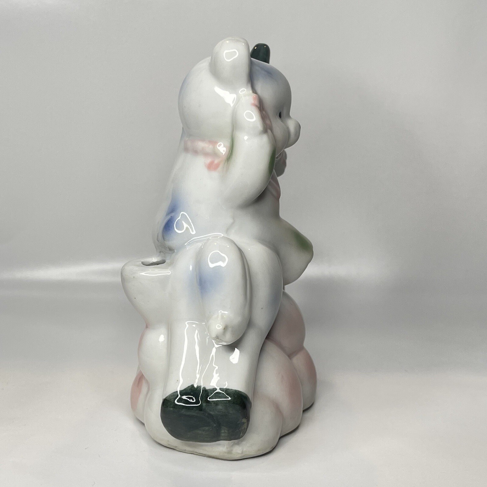 Vintage Teddy Bear Riding Unicorn Ceramic Figurine Baby Shower Gift Nursery Room