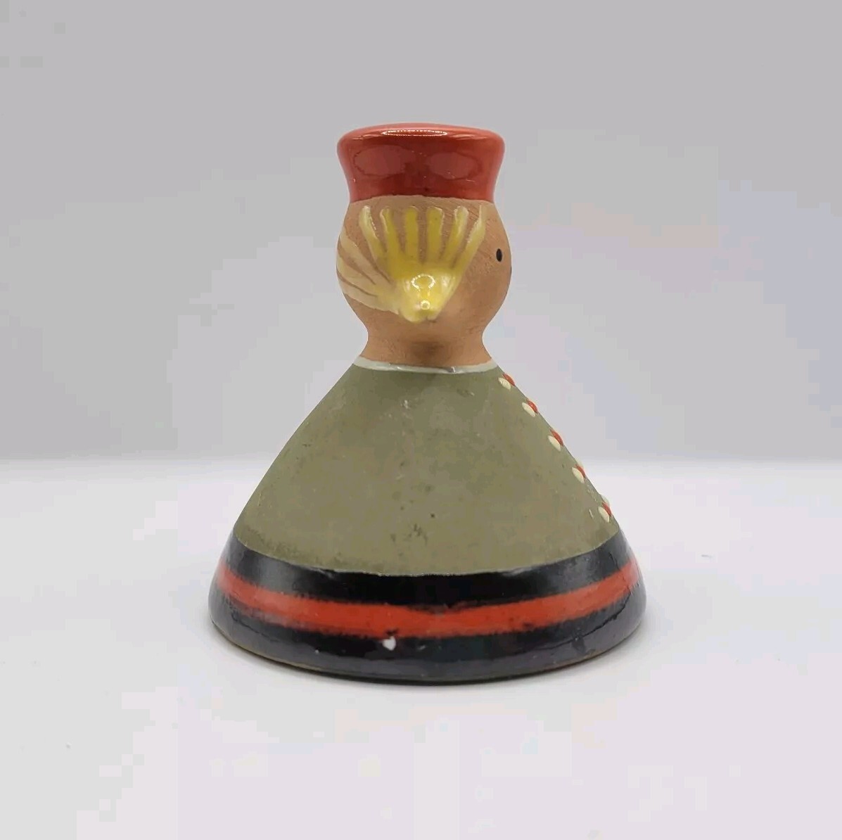 Vintage Latvia Latvian Girl Signed Folk Art Ceramic 3″ Figurine