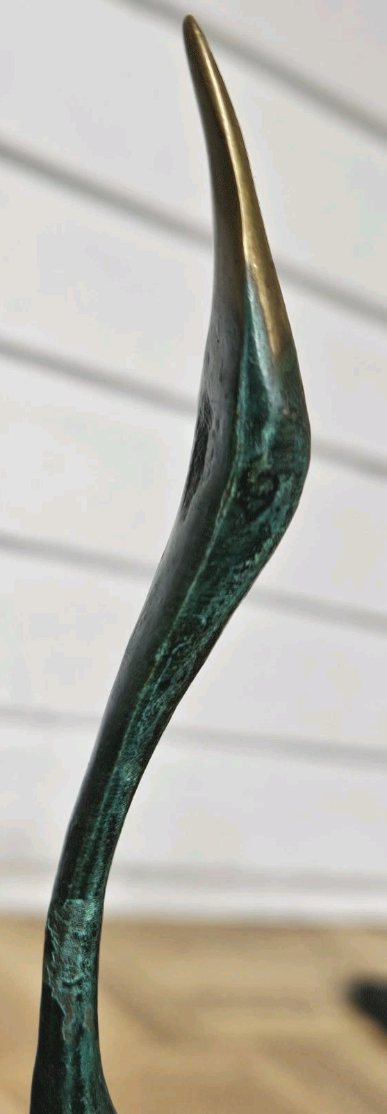 Vintage Mid Century Modern Cast Brass Heron / Egret Sculpture with Verdigris…