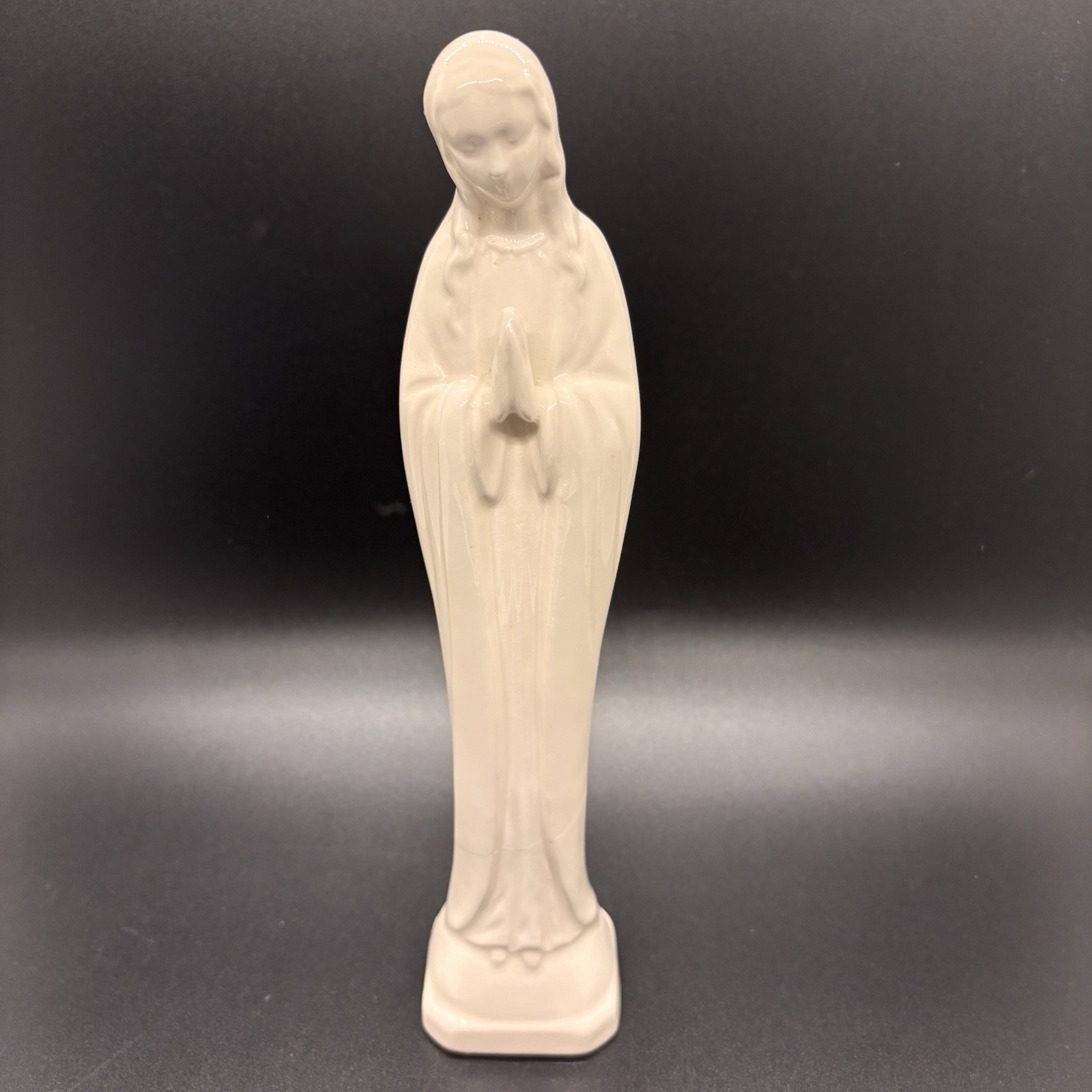 Vintage Virgin Mary Statue Praying Hands Religious Figurine Japan White FLAW