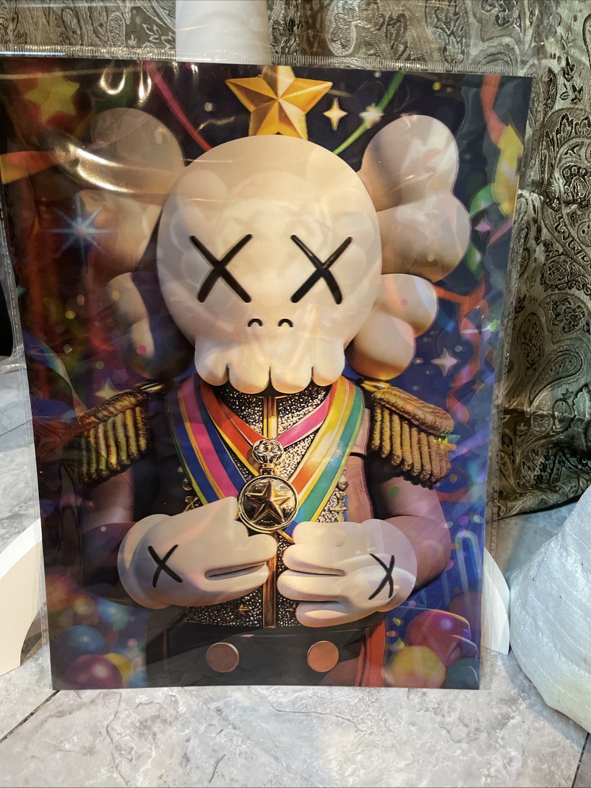 KAWS Companion figure wearing medals around its neck 3-D HOLOGRAM