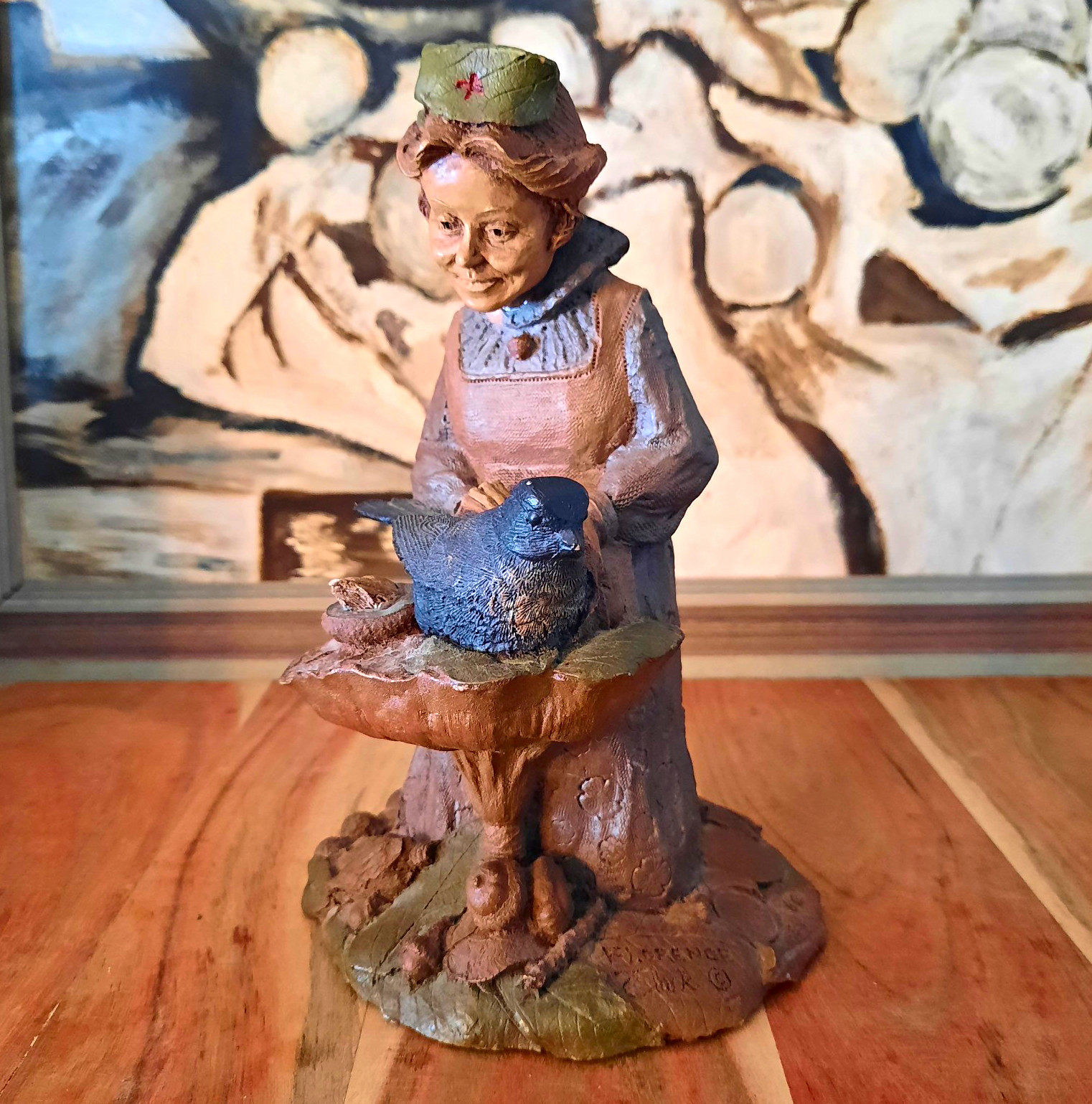 Tom Clark Florence Nurse Figurine Holding Bird #60 Hand Painted Resin Signed