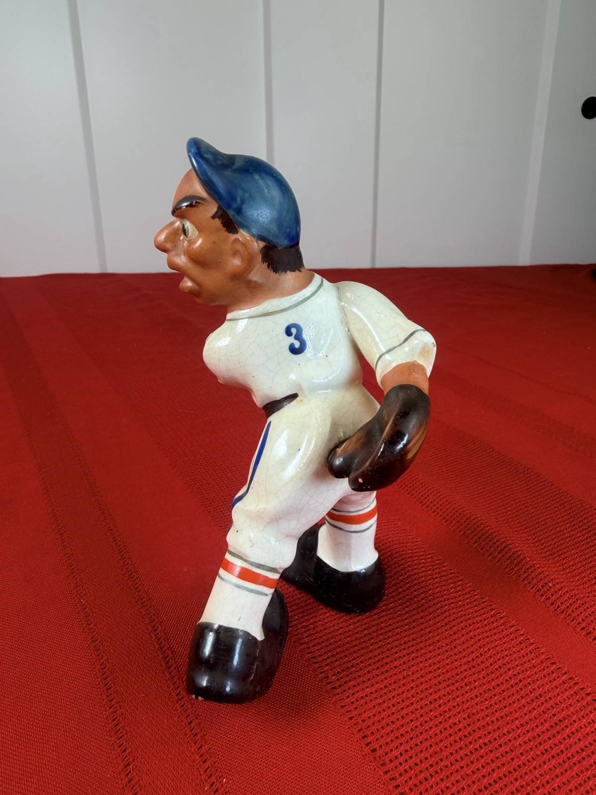 VTG 1950s Brute Baseball Ceramic Figurine “Lefty” Pitcher Caricature Japan