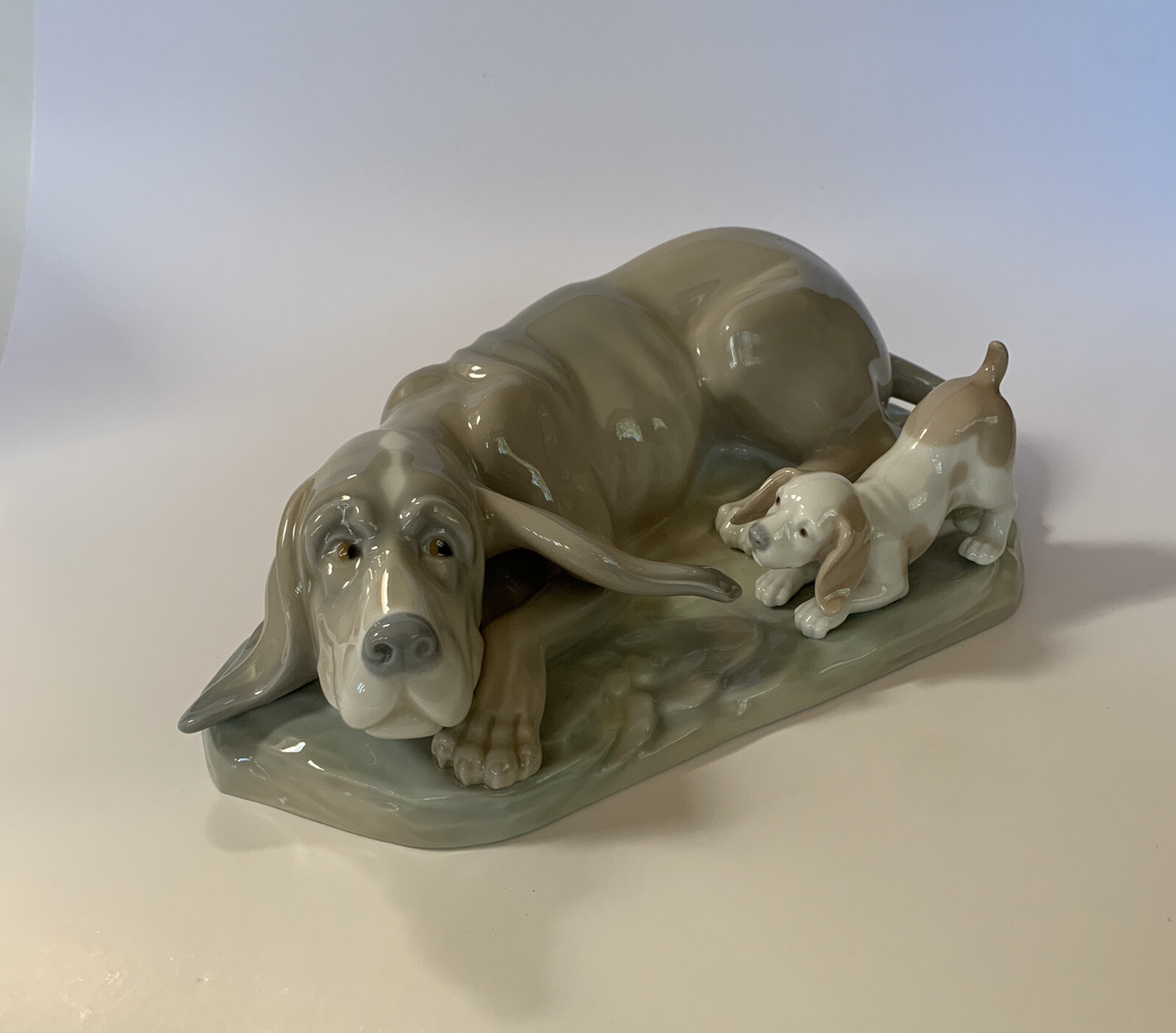 Lladro NAO Bloodhound Dog Basset Hound Puppy Figurine 11 1/2” Spain Porcelain￼