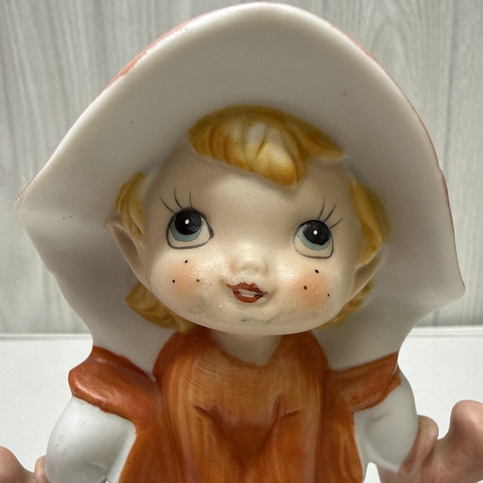 Vintage Homco Pixie Elf Elves Figurine #5213 ORANGE OUTFIT