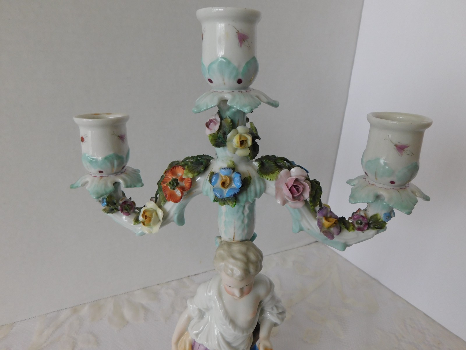 ANTIQUE HELENA WOLFSOHN DRESDEN FIGURAL CANDELABRA / CANDLESTICKS – GERMANY