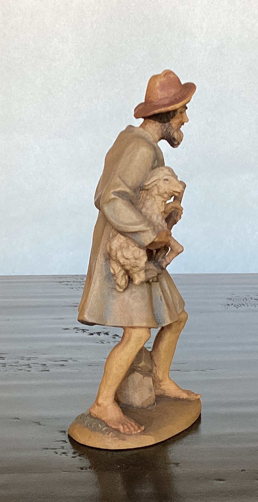 6″ SCALE VINTAGE ANRI KUOLT SHEPHERD w / SHEEP NATIVITY WOODCARVING