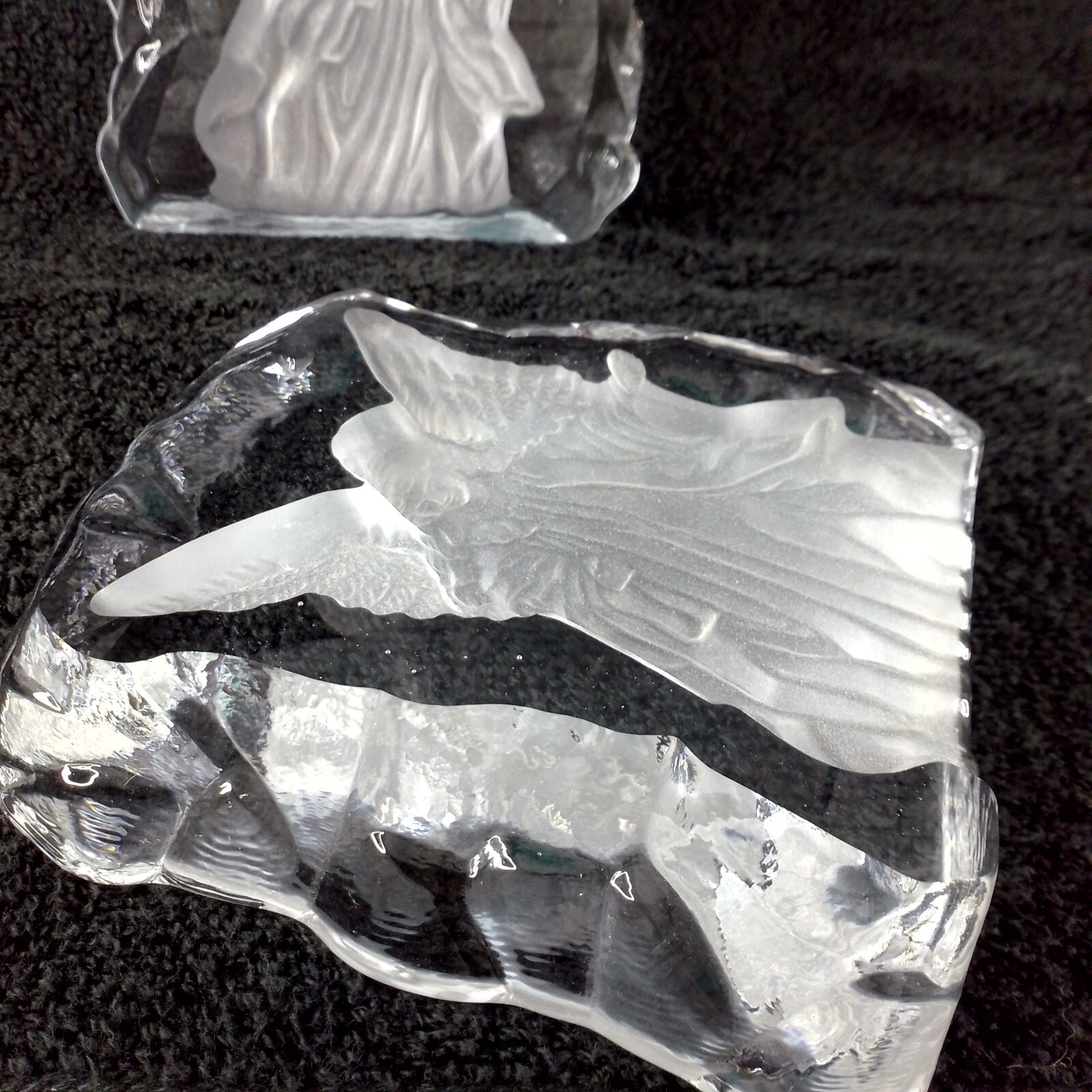 Heavy Etched Glass Angel Bookends Home Decor Free Standing Collectable B2-2058