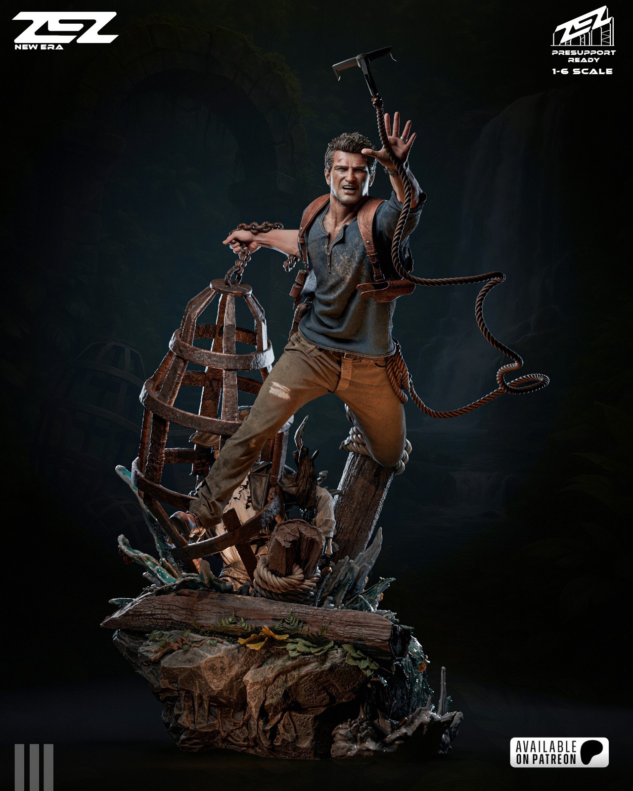 Nathan Drake – Uncharted 4 1/6 or 1/8 Scale Statue 3D Print Model Kit Unpainted