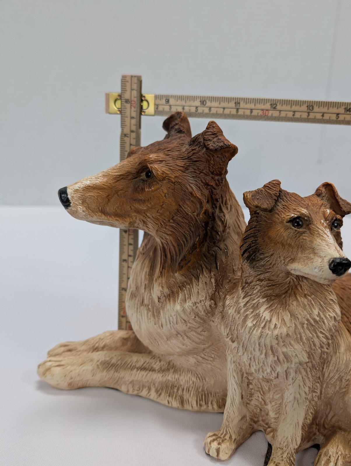 Vintage Collie Homco Adult Mom/Dad & Puppy USA Resin Large Lassie Dog Figurine