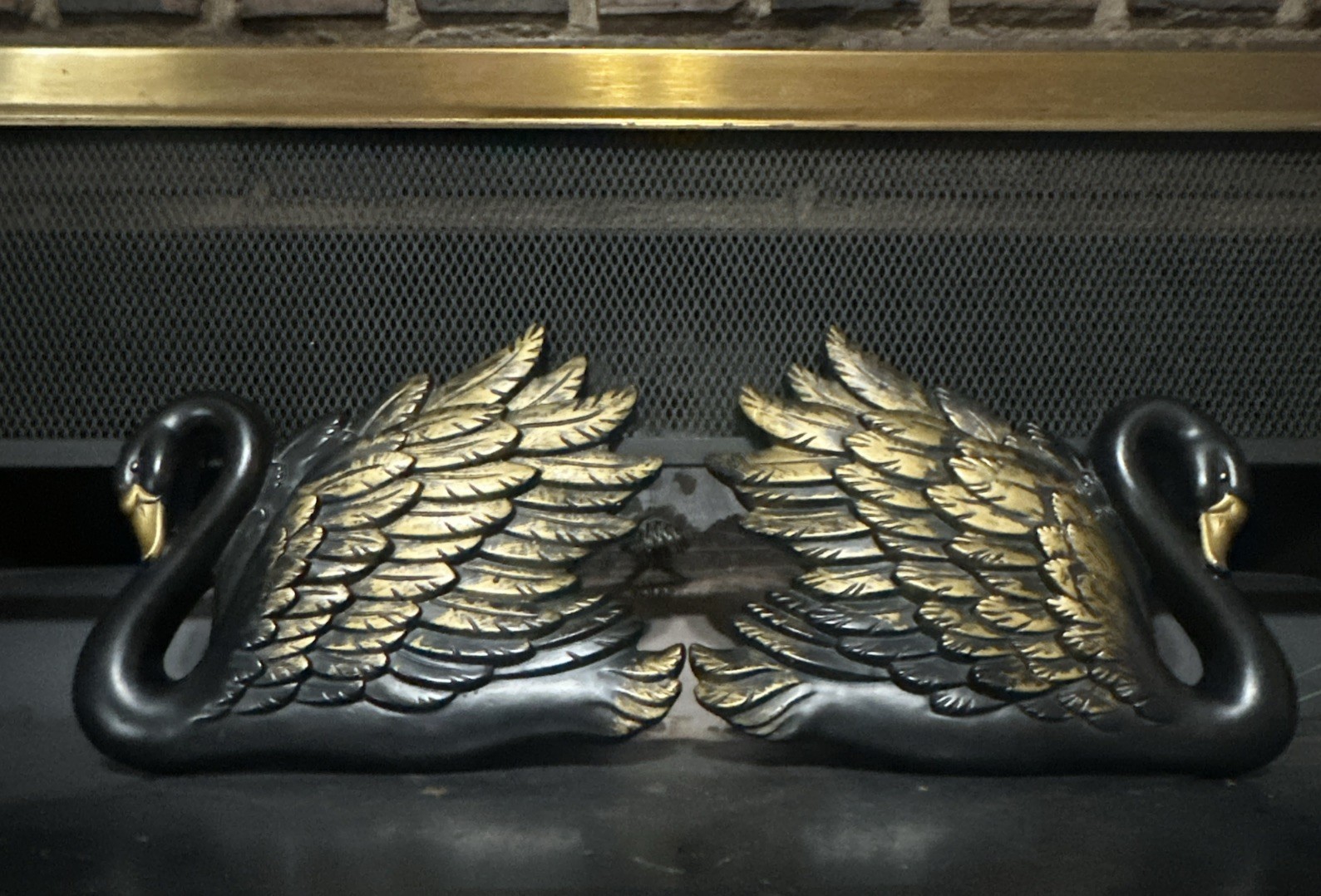 Vintage Miller Studios Chalkware Swans Black Gold 1968 Set Wall Hangings Beauty