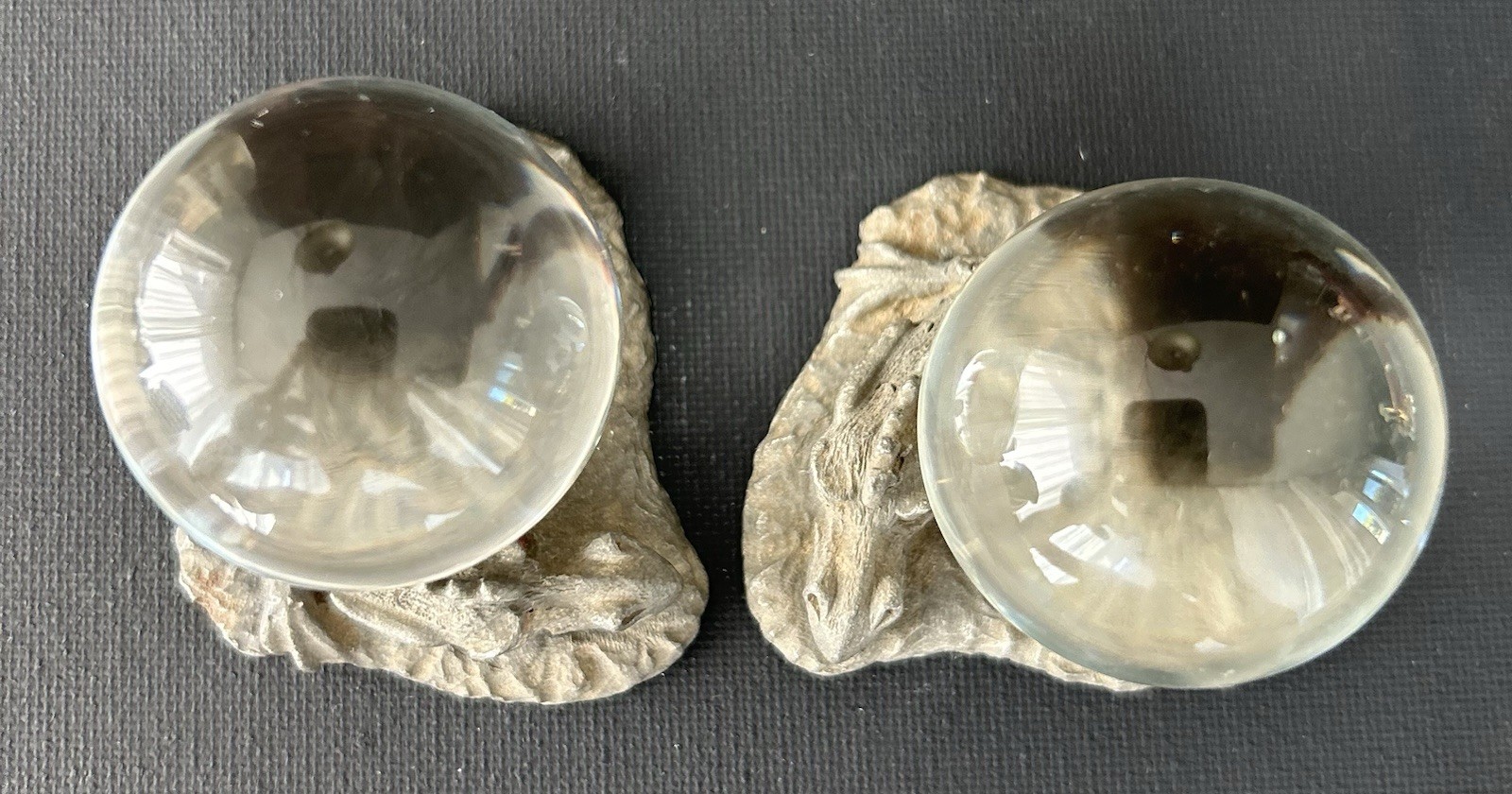 Spoontiques Pewter Fantasy Magic Dragon Serpent Clear Crystal Ball Pair Figurine