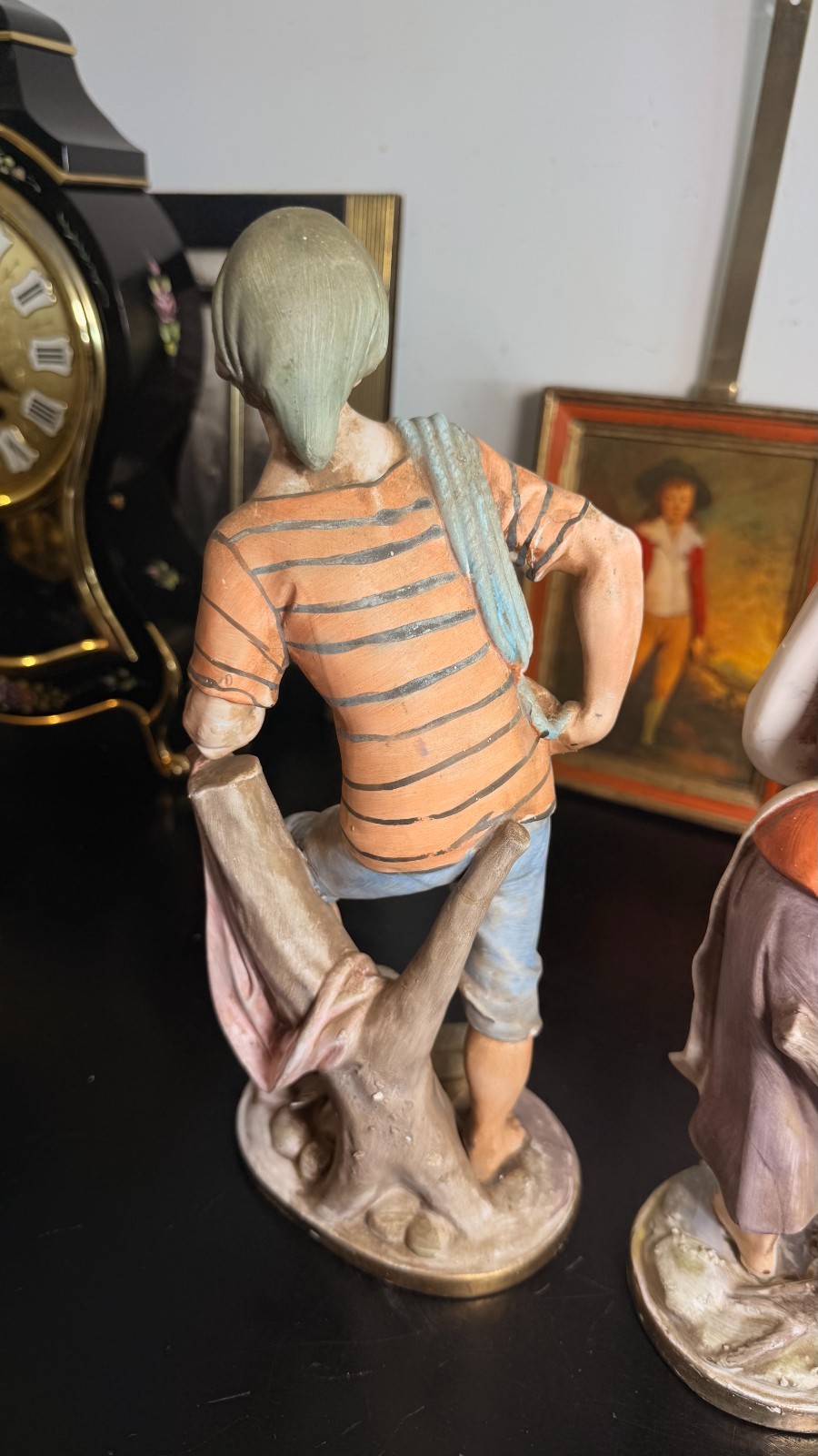 Vintage Norleans Japan Fisherman Fisherwoman Porcelain Figurines Pair 12″