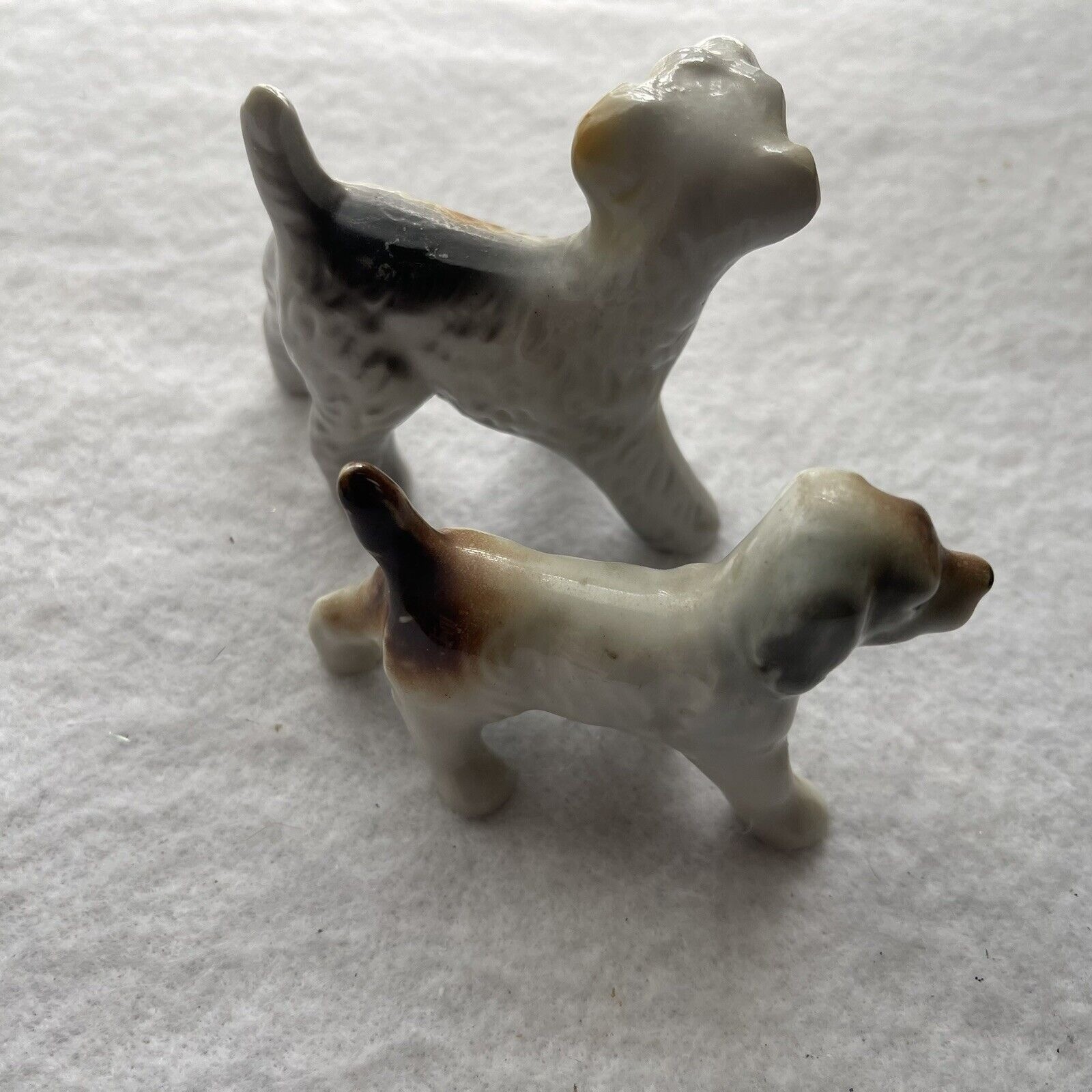 Mini Dogs Figurines Porcelain Japan Terrier Beagle Set Of 2 Vintage